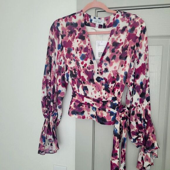 & Other Stories Multi Color Wrap Long Sleeve Top Women's Size 2 Tie Dye Hippie - Picture 1 of 5
